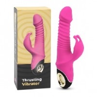 Wiggly Rabbit Vibe, 9 Rabbit Ear Clitoral Vibrating Functions & 5 Thrusting/Wiggling Functions on Shaft, PINK